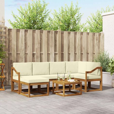 Outdoor-Sofagarnitur mit Kissen 7 pcs Natur und Creme (1/5)