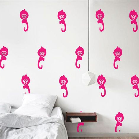 Sticker mural décoratif en forme de singe pour salon (rose doré) (1/5)