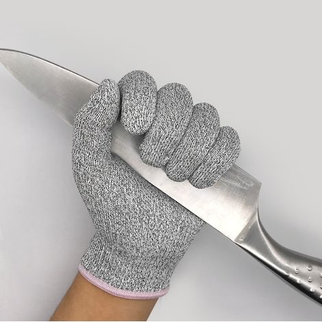 Gants anti-coupures de niveau 5 (taille L, gris) — Gants de protection résistants à l'huile et à l'abrasion pour meuleuses d'angle, travail des métaux, réparation automobile et logistique (1 paire) (1/4)