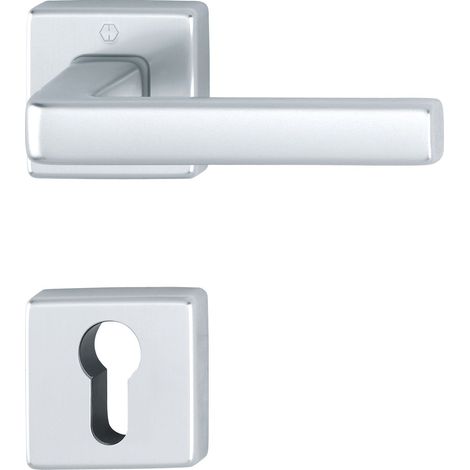 HOPPE Drückergarnitur DUBLIN Rosette eckig PZ, Aluminium silber eloxiert