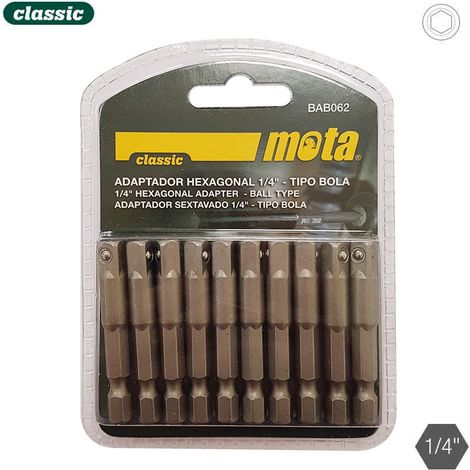 Confezione da 10 adattatori sferici a T esagonali 50mm 1/4" 10 unità bab062 MOTA (1/2)