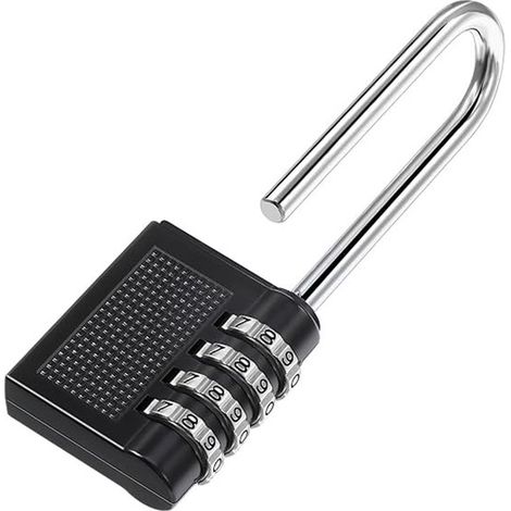 Candado de combinación de 4 dígitos – Para taquilla, caja de herramientas, buzón, puerta (negro) (1/5)