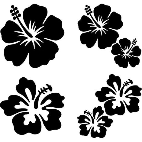 Hibiscus Flower Car Stickers Car Accessories Decoration Black (1/5)