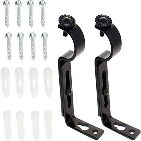 2 pieces telescopic frame hangers for curtain rods, brackets for curtain rod brackets, curtain rods, black bracket for curtain rods, curtain brackets, metal (1/4)