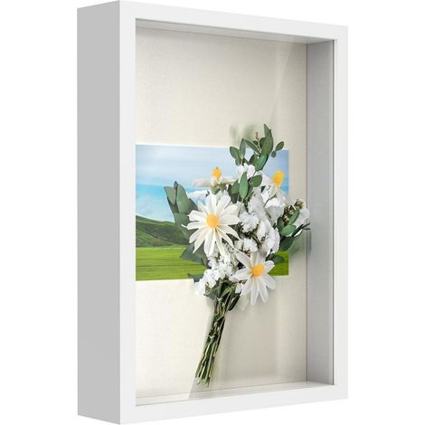 Bilderrahmen 3D A4 Objektrahmen 20x30cm befüllbar Echtglas Weiß 1er A4 (1/5)