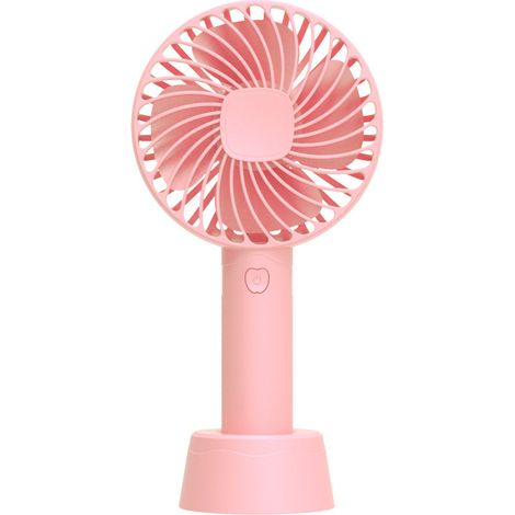 Petit ventilateur de bureau USB rechargeable silencieux (avec fonction support, rose) (1/5)