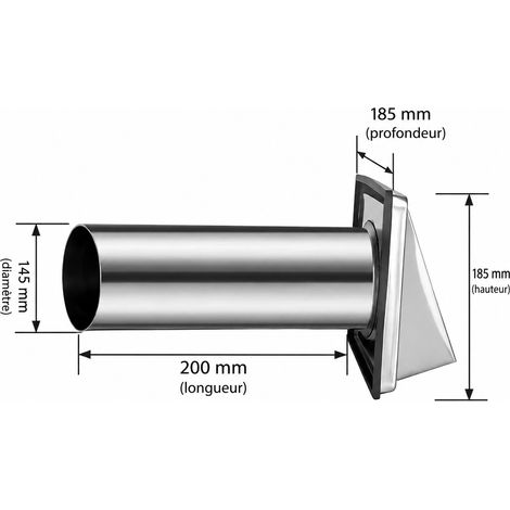 Capot d'évacuation mural extérieur en inox 304 pour sèche-linge Ø150 mm L200 mm avec grille anti-insectes 6 150mm 21 × 21 × 17,3 cm 700 g – Livraison gratuite