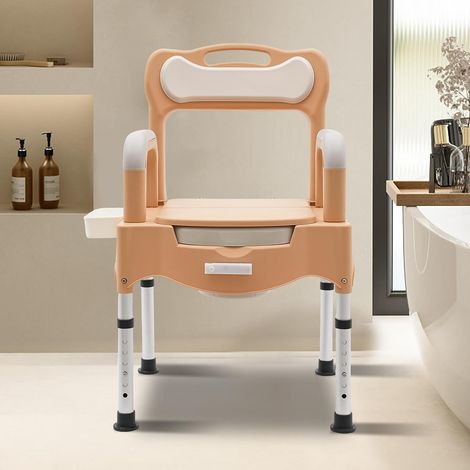 Portable Toilet Chair, Khaki PP Bedside Commodes Chair, 545083cm Height Adjustable Commode Toilet, Adult Potty Chair for Elderly, Disabled, Pregnant Women, Up to 250kg (1/5)