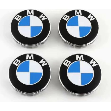 Quatre enjoliveurs bleus et blancs de 68 mm - BMW