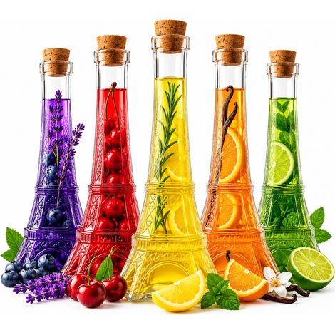 5x Paris Tower Glasbehälterflasche 200ml für Alkohol Wein Hochzeitsgeschenk (1/5)