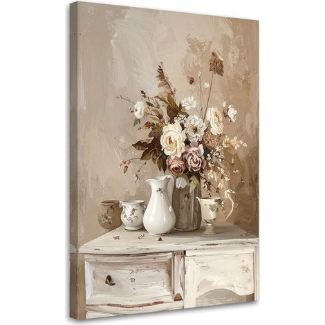 Bilder Zarter rustikaler Blumenstrauß auf einem Schrank 60x90 (1/5)