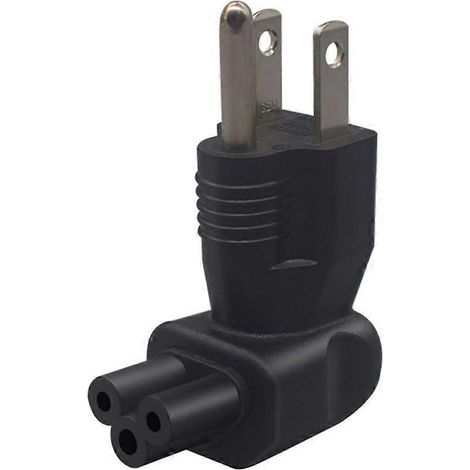 Adaptateur secteur Nema 5-15P vers C5, connecteurs mâle-femelle coudés, boîtier PVC (1/4)