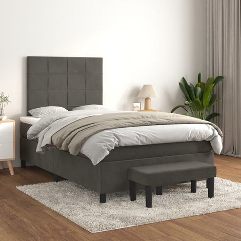 Boxspringbett mit Matratze Dunkelgrau 120x200 cm Samt (1/5)