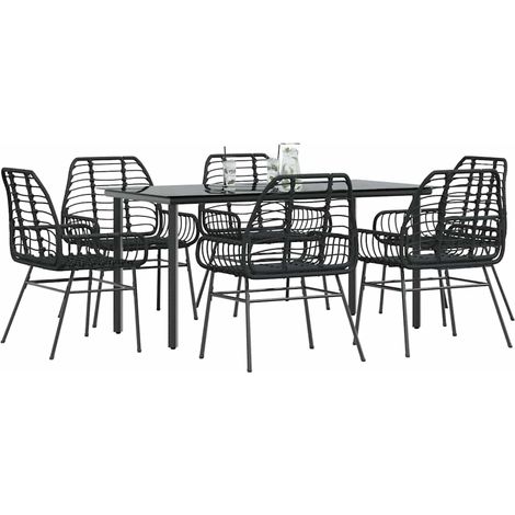 Juego de comedor jardín 7 piezas ratán sintético negro vidaXL (1/5)