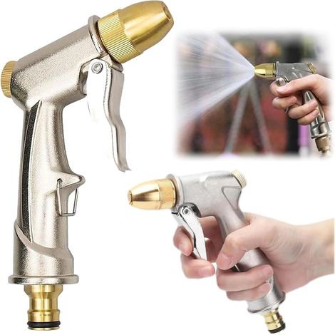 Garden Spray Gun, Metal Garden Hand Shower, 4 Watering Patterns, Adjustable Water Flow for Garden Watering, Car Wash, Pet Shower (1/5)