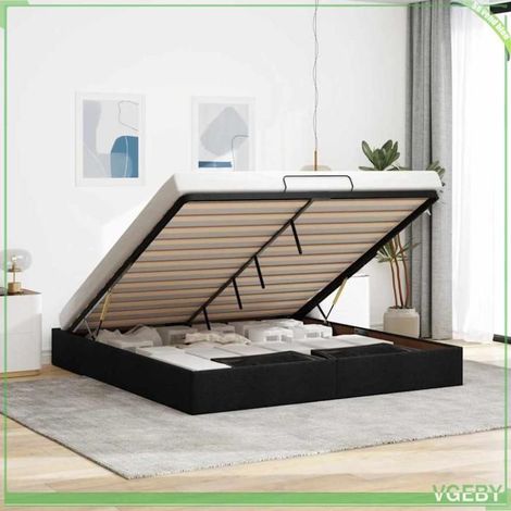 Cadre de lit ottoman - 3310891 - Noir - 160 x 200 cm - Rangement sous lit, levage hydraulique (1/5)