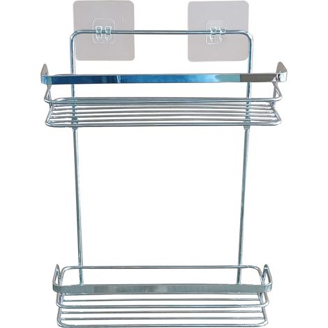Serviteur de Douche 2 Paniers (26,4 x 10,5 x 35 cm) Filaire Chrome, Métal (1/4)