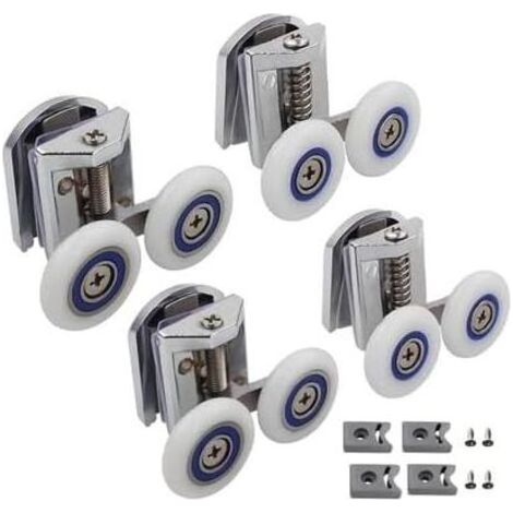 4 rodillos para puerta de ducha de 26 mm, rodillos para puertas de ducha de 26 mm, rodillos para puertas de ducha correderas para orificios de vidrio de 4-8 mm (1/5)
