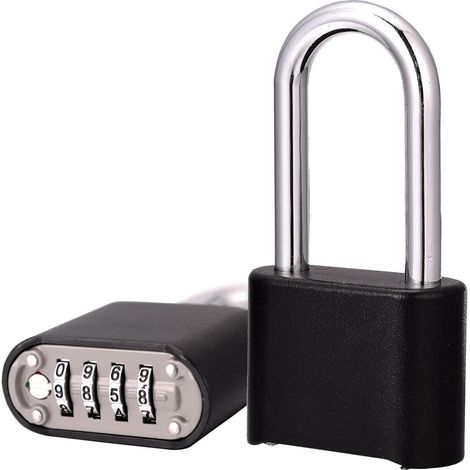 Lot de 2 cadenas à combinaison 4 chiffres 6,6cm anse résistant aux intempéries pour abri, casier, boîte à outils