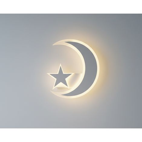 Applique LED da Parete 11W Design Luna e Stella Bianco – CCT Switch 3000K 4000K 6500K – 550 Lumen – Alluminio e Acrilico – Moderno per Cameretta, Soggiorno o Corridoio