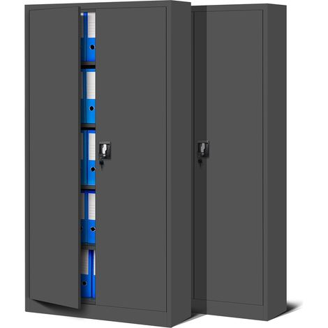 Jan Nowak 2er Set Aktenschrank C001 Metallschrank Stahlschrank Werkzeugschrank BĂĽroschrank Lagerschrank Universalschrank Pulverbeschichtung FlĂĽgeltĂĽren 185 cm x 90 cm x 40 cm (anthrazit/anthrazit) (1/5)