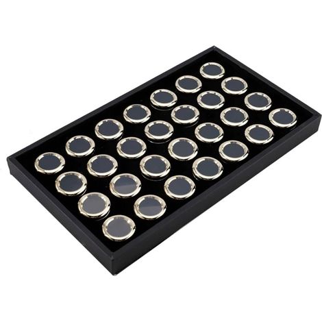 28-Piece Jewelry Box Set with Tray, Portable Cylindrical Metal Box, Reusable Metal Case for Collectors, Small, 28 Pieces with Tray, Gold (1/5)