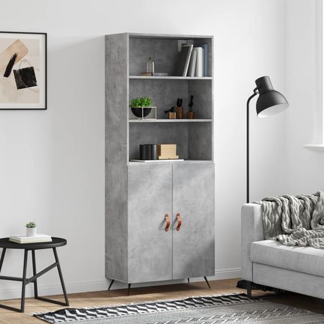 Buffet haut Meuble de rangement Armoire de cuisine Gris béton 69,5x34x180 cm Bois d'ingénierie 27796 (1/5)