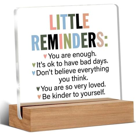 Un regalo stimolante e motivante per i dipendenti, un piccolo promemoria che sei abbastanza chiaro, decorazione per ufficio, cartello in acrilico con supporto in legno, adatto per una scrivania o un t (1/4)