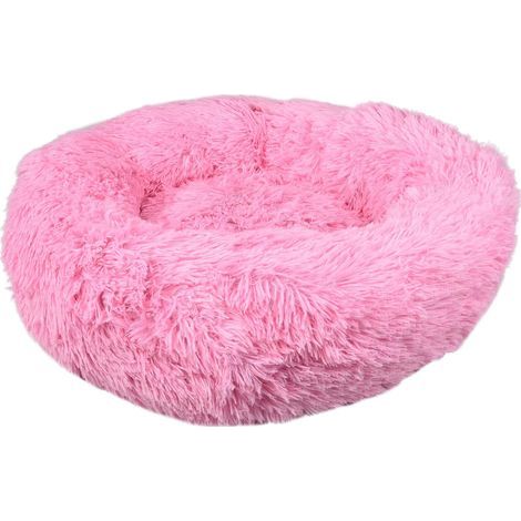 rundes Donut-Hundekissen, 50 cm Durchmesser, rosa, waschbar, rutschfeste Unterseite (1/4)