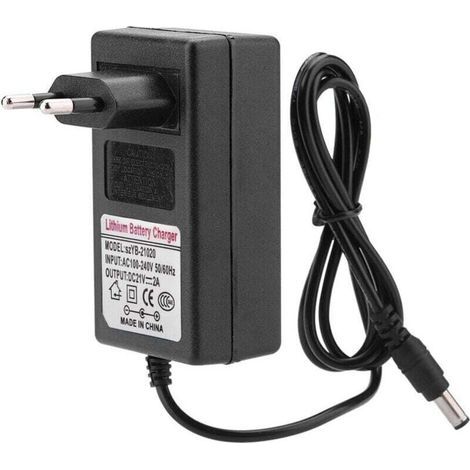 Adaptateur d'alimentation pour Chargeur de Batterie au Lithium-ION, AC 100-240V DC 21V 2A Adaptateur d'alimentation de Charge sûre Chargeur de Batterie au Lithium-ION(UE) (1/4)