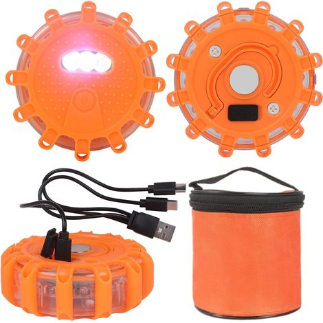 Gyrophare LED avec aimant et crochet, chargeur USB C pour voiture et câble de chargement 3 en 1 avec 9 modes flash, lampe d'avertissement pour voiture, camion, camping-car, alpinisme (1/5)