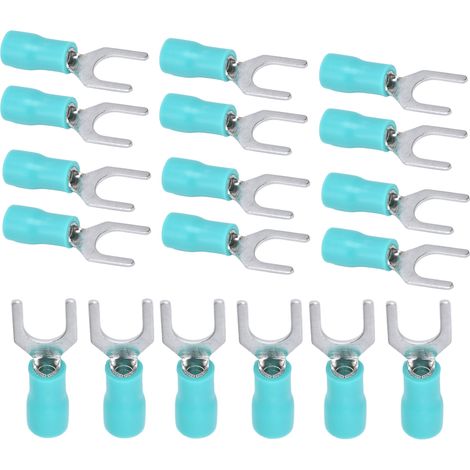 100 connecteurs de fils isolés en forme de fourche et de pelle, en cuivre et PVC, cosses électriques à sertir de type U, AWG 22-16 (1/5)