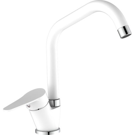 Mitigeur d'évier en laiton blanc, bec en forme de pont (1/3)