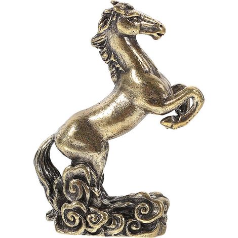 Sculpture de cheval en cuivre, ornement, statue de cheval pour attirer la chance et la richesse-5X4.2X2.5CM-Golden (1/3)