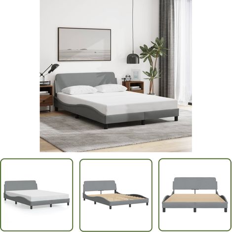 The Living Store Bettgestell ohne Matratze Hellgrau 140x200 cm Stoff - Bettesrahmen - Doppelbett - Holzbettrahmen - Lattenrost - Schlafzimmermöbel (1/5)