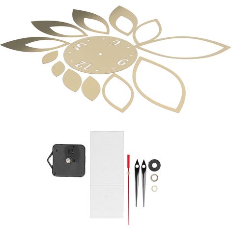 Autocollants d'horloge murale miroir à faire soi-même, décoration moderne pour salon, fond doré (1/5)