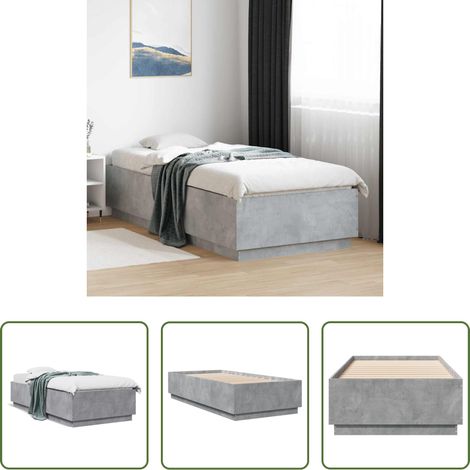 Betongrau Bett -  Bettgestell Betongrau 100x200 cm Holzwerkstoff (1/5)