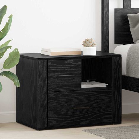 Nachttisch Schwarz Eichen-Optik 35 x 60 x 50 cm Holzwerkstoff