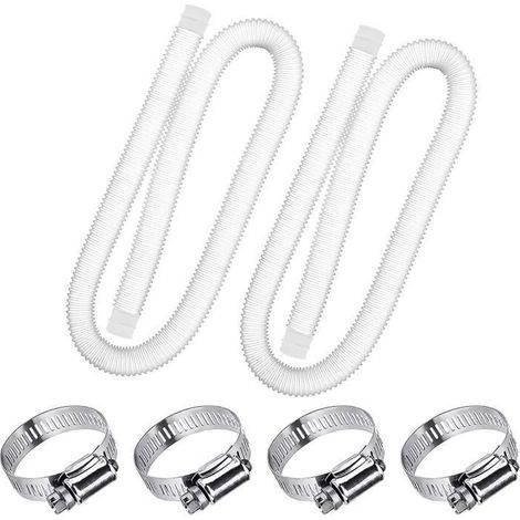 Tuyau de Piscine - 2Pcs 32mm - Pompe 330/530/1000 GPH - PVC Transparent - Blanc (1/4)