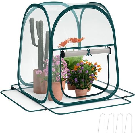 1 mini serre de jardin, pop up, PVC transparent, 70 x 70 x 80 cm, pour légumes et fleurs, intérieur ou extérieur