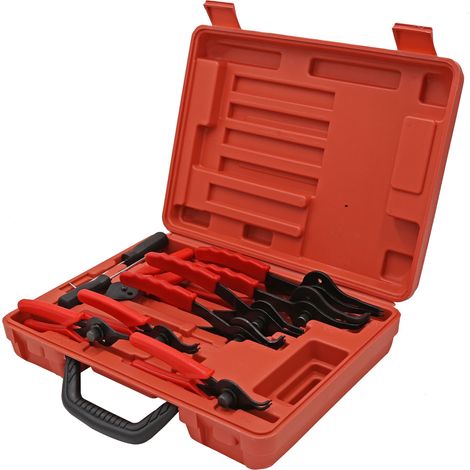 Wiltec Sprengring Zange 11 teilig, 12,7-203 mm, Seegeringzange für Außenringe und Innenringe, Sicherungszangen Set im Koffer