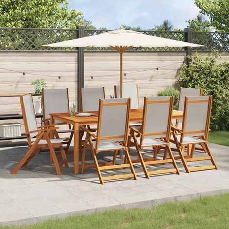 vidaXL Sillas plegables, 8 unidades, madera maciza de acacia y textilene. (1/5)