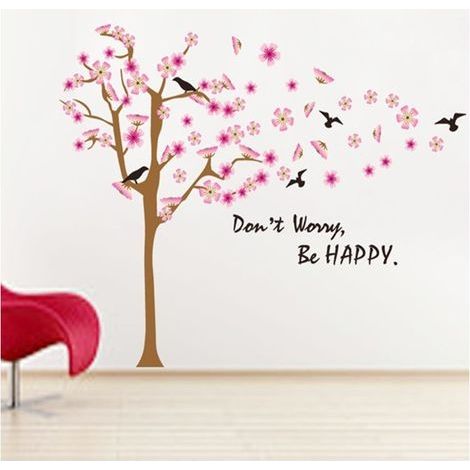 Stickers Muraux Fleur de Cerisier Arbre Autocollant Mural Floral Branche Arbre Décoration Murale Salon Chambre Enfants Bébé Pépinière (1/3)