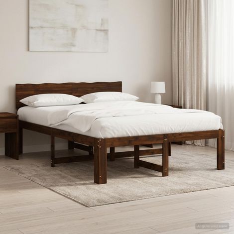 Cama doble con cabecero ROSTOCK Marrón Oscuro 140 x 190 cm (1/5)