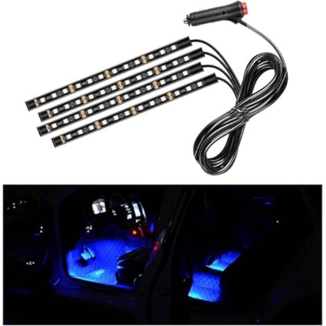 Ohleats Bande lumineuse LED pour voiture, 48 LED RVB, lumières d'ambiance pour intérieur de voiture, allume-cigare, veilleuse d'ambiance sous tableau de bord, kit d'éclairage d'intérieur accessoires (1/5)