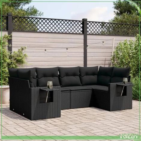 Salon de jardin - Modulaire - Résine tressée & acier - Noir - Rangement avec sac étanche (1/3)