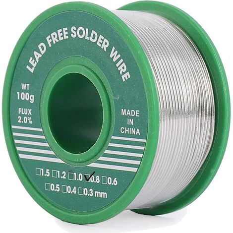 Étain à Souder, Fil étain de Soudure Sans Plomb 0.8mm 100g, Mince à Noyau Avec Flux de Colophane, Sn99%-Ag0.3%-Cu0.7%, Bobine d'étain à Souder pour Soudure la électrique