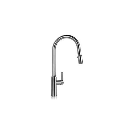 Apell AP6050SS Miscelatore Monocomando da Cucina Canna Alta con Doccetta Estrabile Leva Singola Acciaio Inox colore Acciaio (1/2)