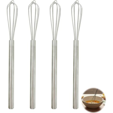 Sollbry Lot de 4 petits fouets en acier inoxydable-Mini fouet simple-Passe au lave-vaisselle-Ustensiles de cuisine pratiques pour la cuisson et la cuisson (1/5)