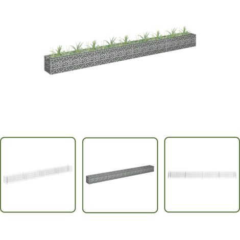 The Living Store Lit surélevé à gabion Acier galvanisé 360x30x30 cm - Jardinière À Gabion - Jardin Vertical - Bac À Plantation - Border Décoratif - Pot De Fleurs Extérieur (1/5)